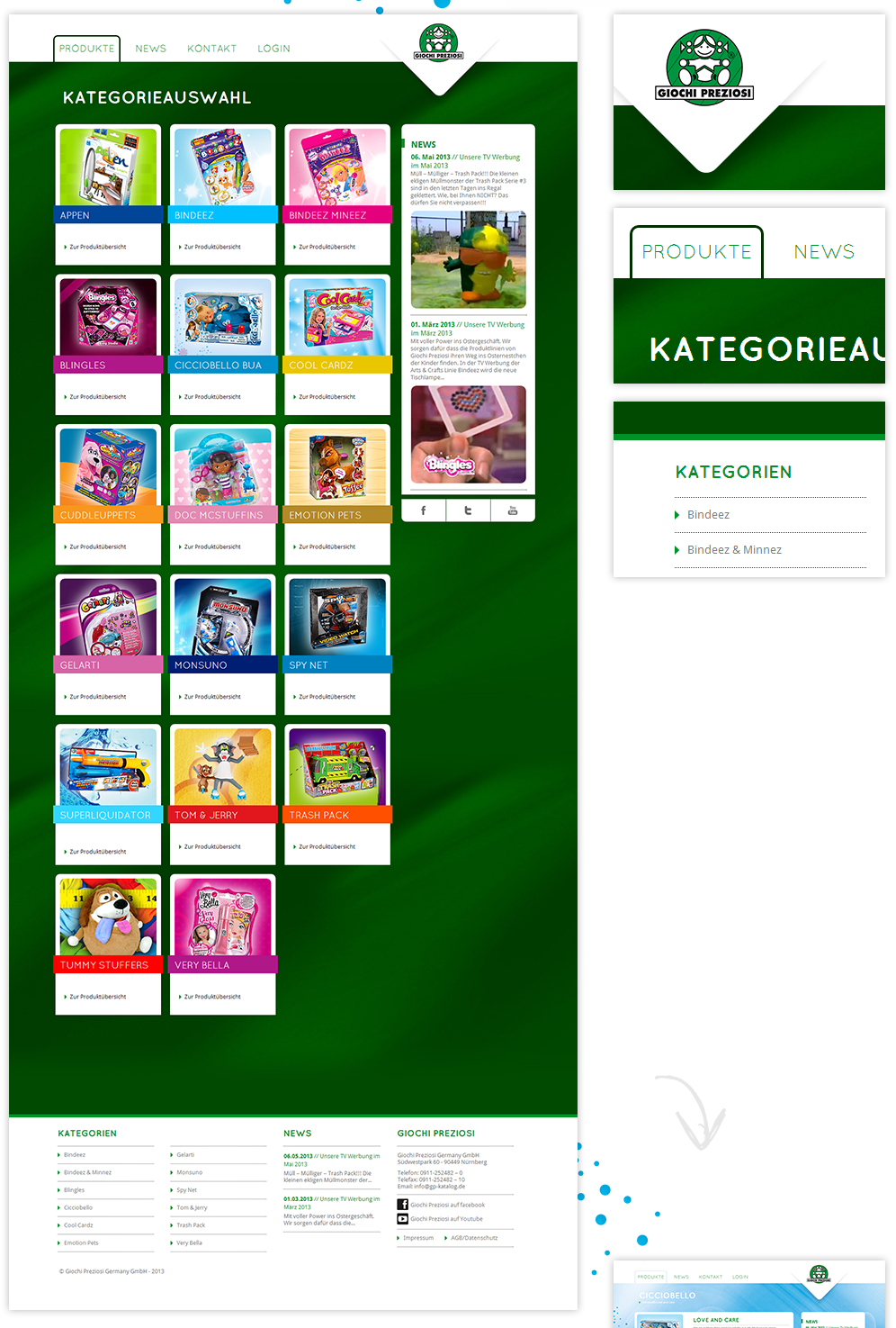 Giochi Preziosi Germany GmbH, Online-Katalog, Ansicht Website Homepage