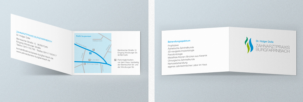 Zahnarztpraxis Burgfarrnbach, Corporate Design, Visitenkarte